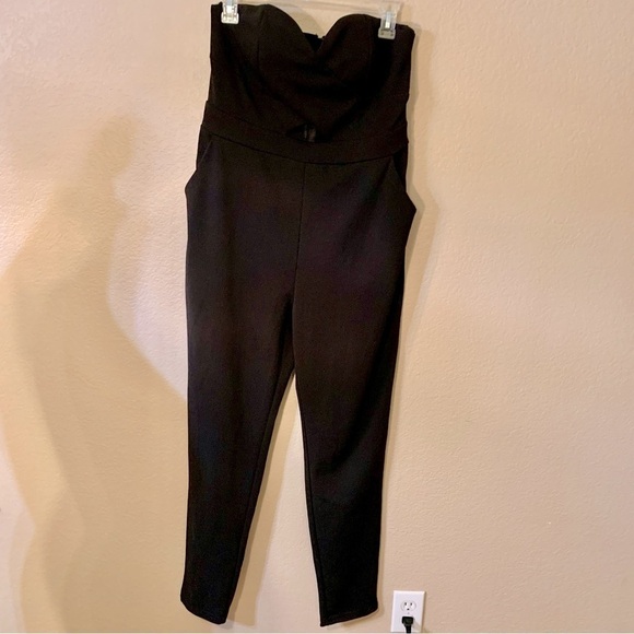 Windsor Jumpsuit Medium Black Sleeveless Strapless Keyhole at Chest Back Zip-Up - Picture 1 of 16